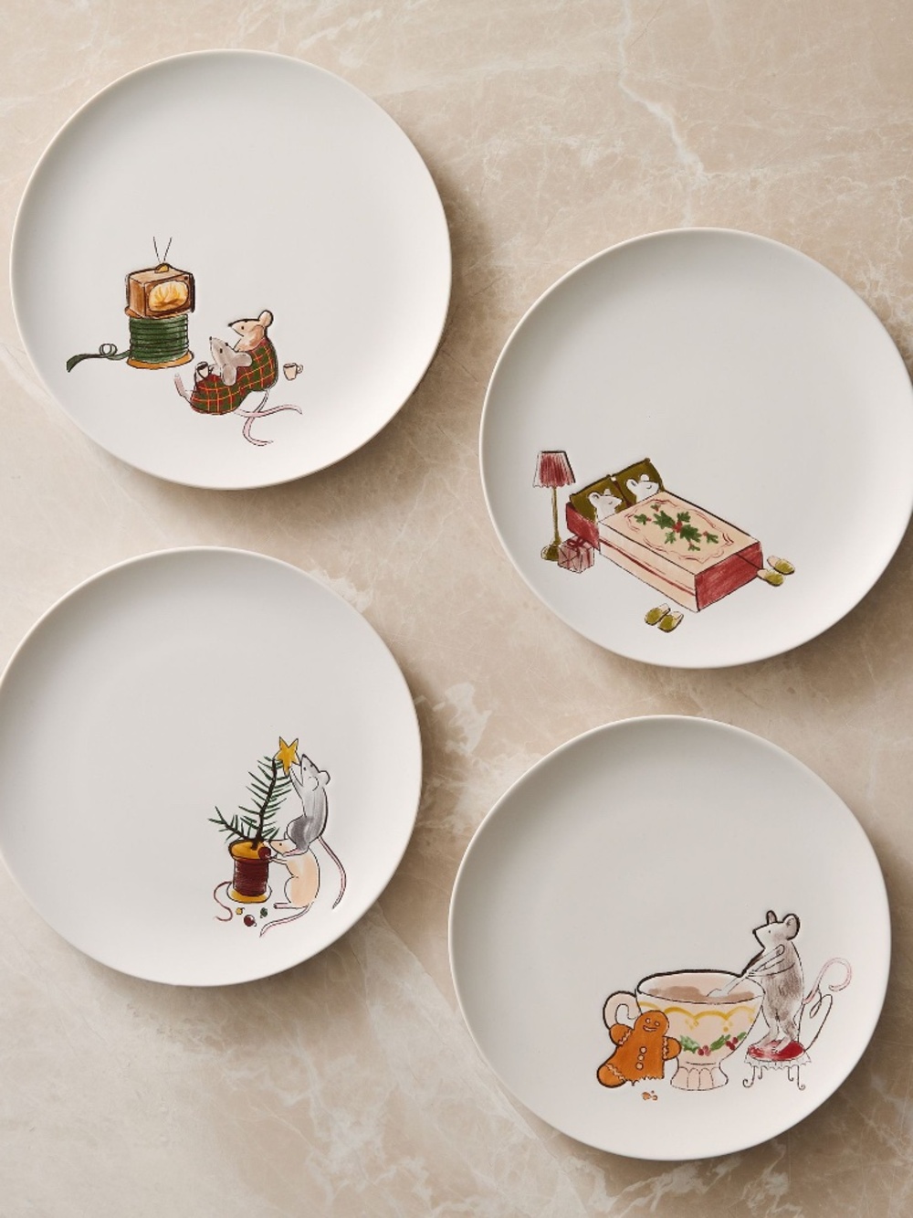 West Elm Naughty or Mice Stoneware Salad Plate Sets